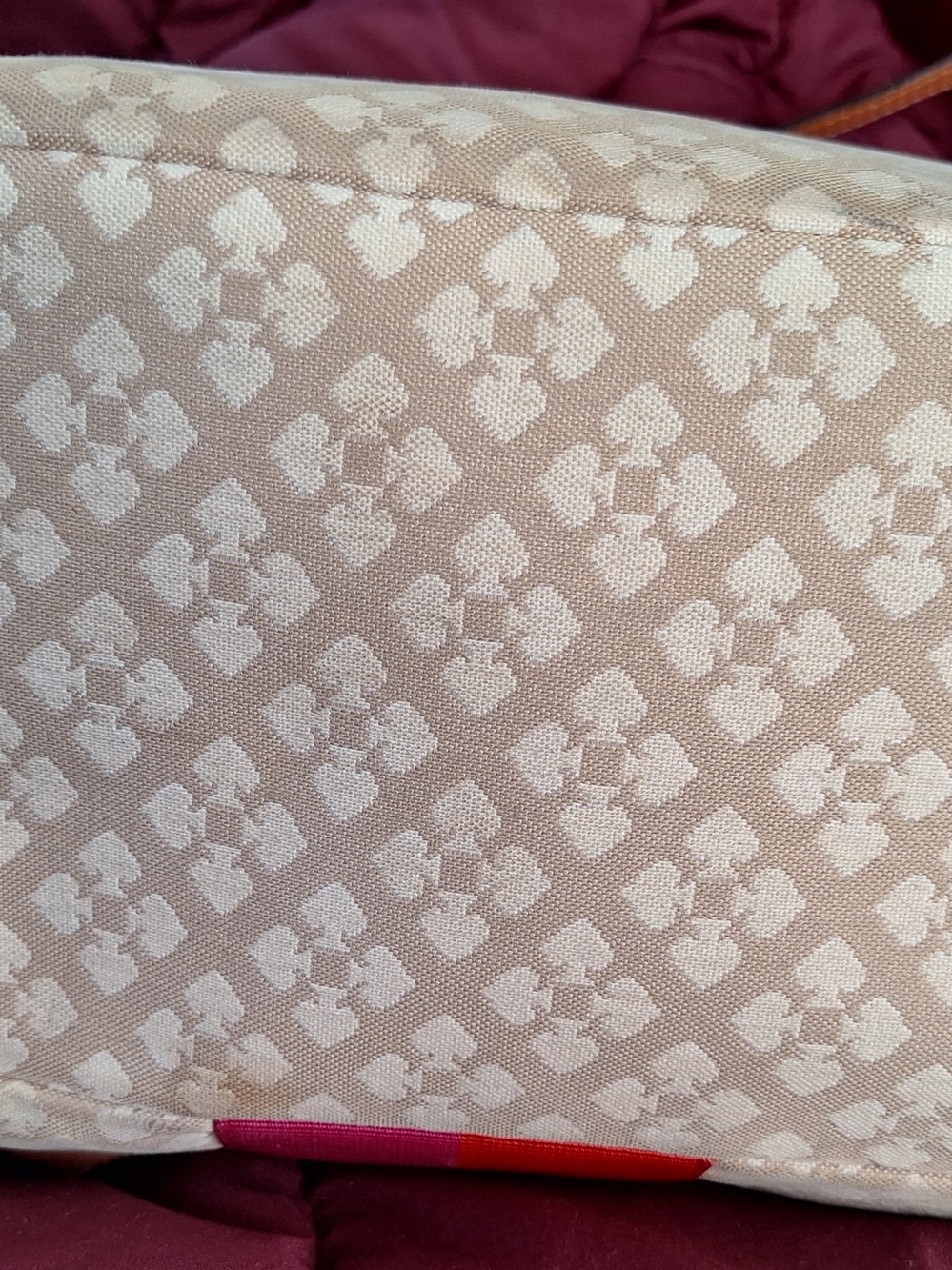 kate spade Beige Tote with Red and Pink Center Stripe - Picture 3 of 5